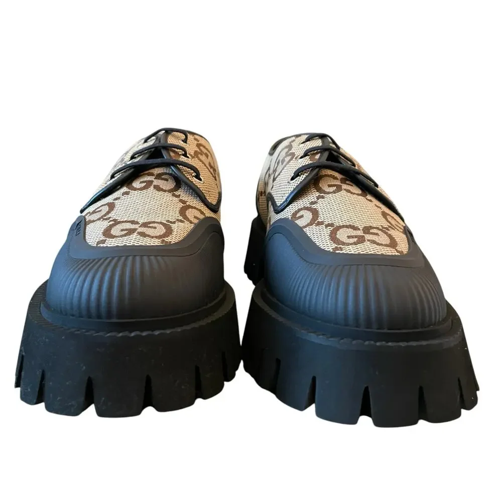 Gucci Maxi GG Supreme Shoes Camel Ebony Canvas Chunky Men's 12| US 12.5 NEW - Picture 9 of 16